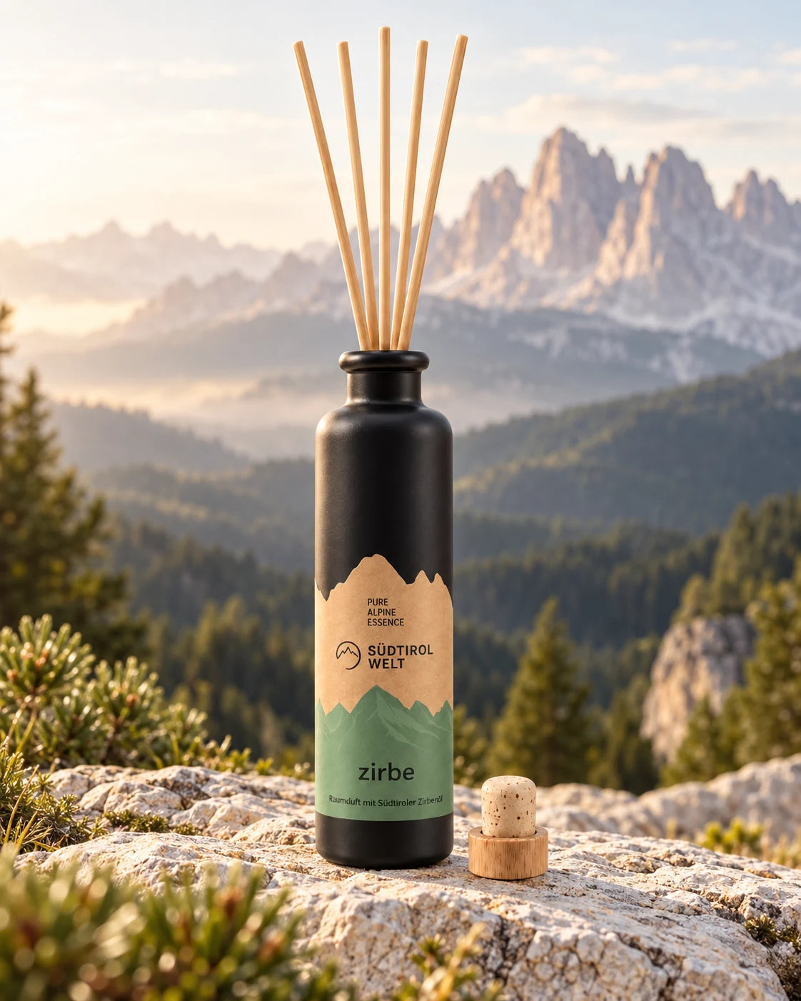 Zirben-Raumduft vor den Dolomiten